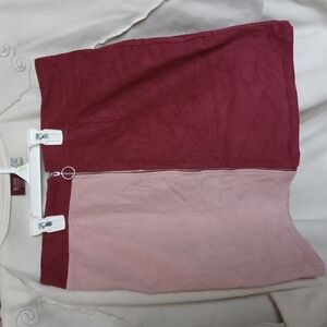 Skies are Blue Corduroy Front Zip Skirt Pink Maroon 0X